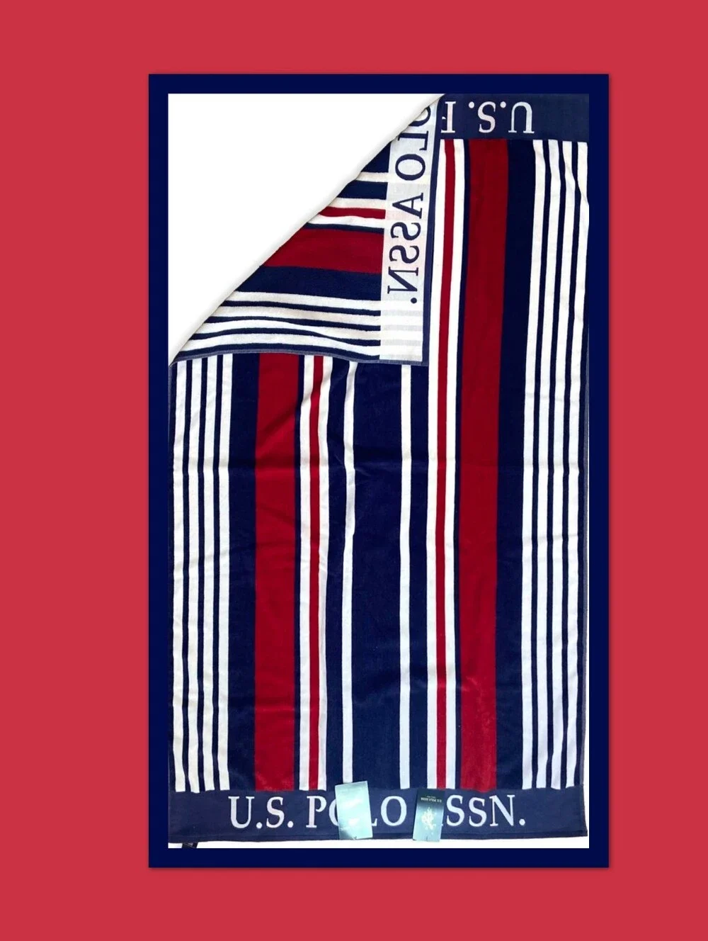 US POLO ASSN PORT STRIPE JACQUARD BEACH TOWEL